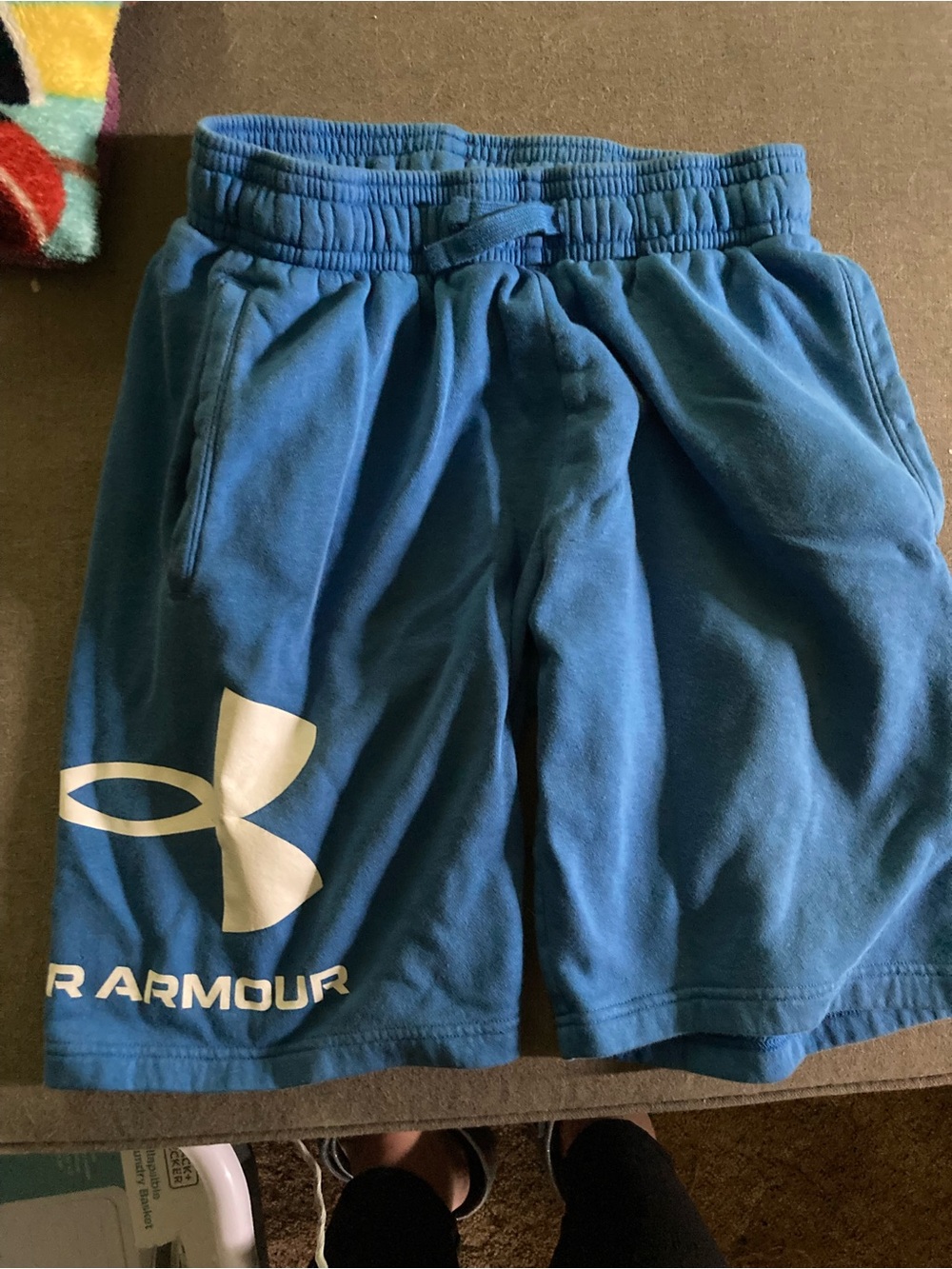 Under Armour Blue Athletic Shorts with White Logo